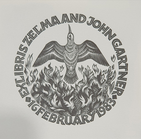 Work on paper - bookplate, ‘Ex Libris Zelma and John Gartner 16 February 1983'