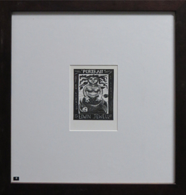 Work on paper - Artwork - bookplate, Ex Libris Portrait Edwin Jewell, not dated