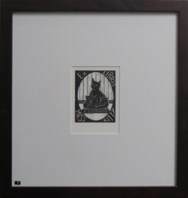 Work on paper - Artwork - bookplate, Ex Libris K. Littlewood Miss Kitty, not dated