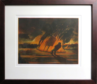 Work on paper - Printmaking, 'Bonfire' by Geoffrey Ricardo, 1992