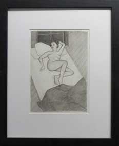Work on paper - Artwork, Nude 3 (Nude on Sofa and Persian rugs reclining away from viewer) by John Brack, c1982