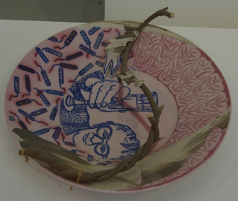 Ceramic, Vernon Patrick, Stoneware Platter with Stick by Vernon Patrick, c1990
