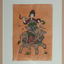 Colored picture of lady riding an elephant
