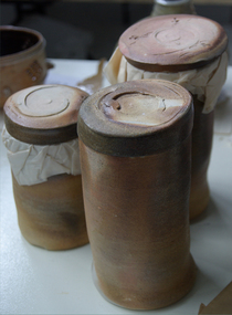 Ceramic, Peter Corser, Group of Woodfired Stoneware Cylinders by Peter Corser, 1982