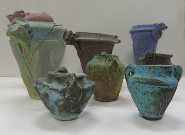 Ceramic, Jillaine Hurrell Hurrell, Collection of Small, dry glazed Bottles by Jillaine Hurrell, 1982