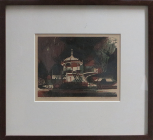 Work on paper - Artwork - Printmaking, 'Walhalla, The Band Stand' by Kenneth Jack, 1960