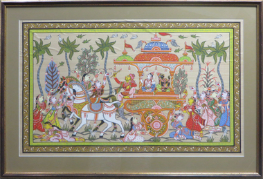 Painting - Artwork - Painting, Lord Krishna marrying Radha (Madhubani Art), c2014