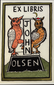 Work on paper - Artwork - bookplate, Andrew Sibley, Bookplate for John Olsen, 2014