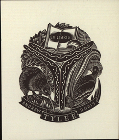 Artwork - bookplate, Allan Jordan, Ex Libris ANDREW DORIS TYLEE, not dated