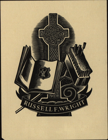 Artwork - bookplate, Allan Jordan, Russell F Wright, not dated