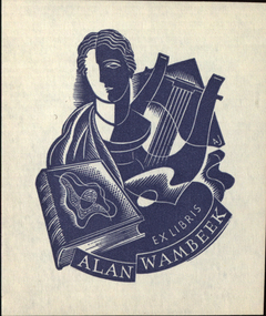 Artwork - bookplate, Allan Jordan, Ex Libris Alan Wambeek, not dated
