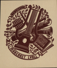 Artwork - bookplate, Alan Jordan, Ex Libris MARGARET LYALL, not dated