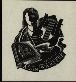 Artwork - bookplate, Allan Jordan, Ex Libris Alan Wambeek, not dated