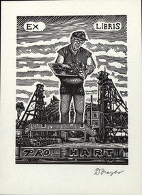 Work on paper - Bookplate, 'Ex Libris PRO HART' by David Frazer, not dated