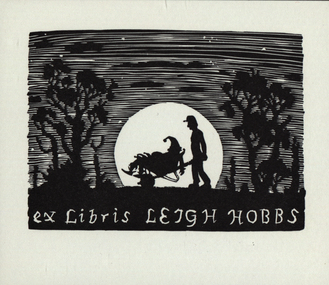 Artwork - bookplate, Ex Libris LEIGH HOBBS, not dated