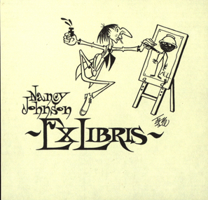 Artwork - bookplate, "Nancy Johnson - Ex Libris", not dated
