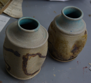 Ceramic - Artwork - Ceramics, Bruce Stewart, Set of Five Salt-glazed Pots, by Bruce Stewart, 1979