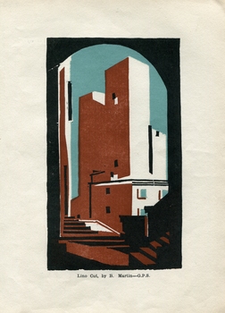 Buildings through an archway