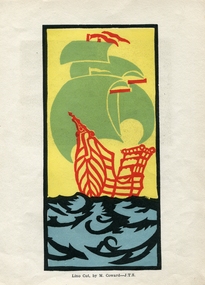 Stylized ship on the sea