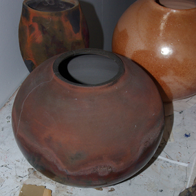 Ceramic, Raku Fired Pots by Peter William, c1993