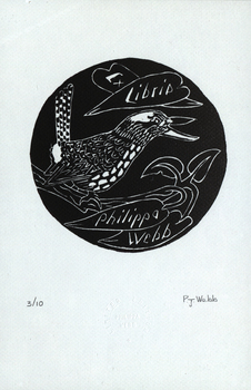 Bookplate featuring a bird
