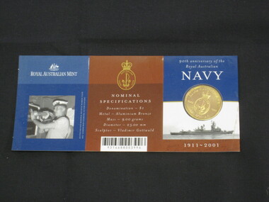 Coin, 90th Anniversay of the Royal Australian Navy, 2001