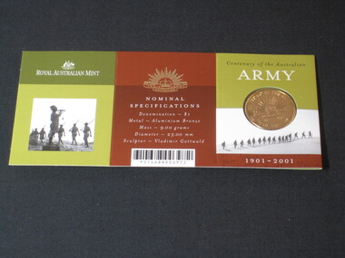 Coin, Royal Australian Mint, The Australian Army, Centenary of the Army, 05/03/2001