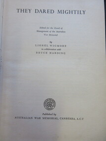 Book, Lionel Wigmore and Bruce Harding, THEY DIED MIGHTILY, 1963