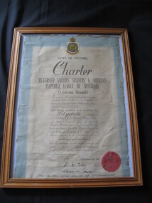 Certificate - Framed copy of Charter for Lilydale RSL, Charter, 1st February 1920
