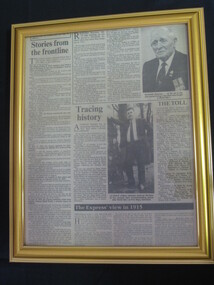 Newspaper - Framed page of Lilydale Express, Stories from the Frontline