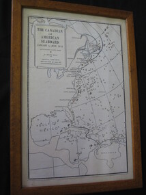 Map - Framed copy of map, The canadian and American Seaboard - January to July 1942