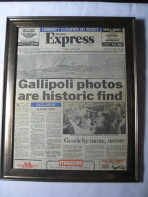 Newspaper - Framed newspaper article, 23/6/1992