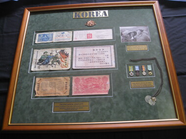 Memorabilia - Framed display of George  Styles memorabilia in Korea and Vietnam
