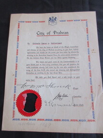 Certificate - Certificate of Appreciation, 16-110-1939