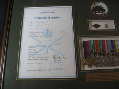 Memorabilia - Framed photograph, medals and Certificate of service for Charlie Maxwell Pearce