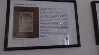 Photograph, Roll of Honour: Lest we Forget