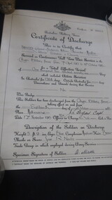 Certificate, Certificate of Discharge (Australian Military Forces)