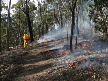 Patrolling the rake hoe trail around the perimeter of the burn ensures the burn is contained