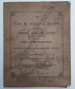 Administrative record - Guide to Municipal Officers 1919, Guide to Municipal Officers: Specimen Book of Account 1919, 1919