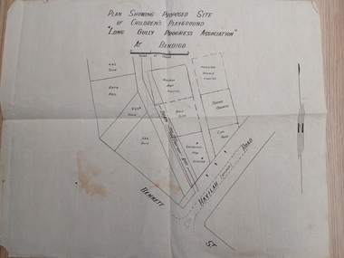 Map (item) - Proposed Site of Children's Playground "Long Gully Progress Association" at Bendigo, pre 1974
