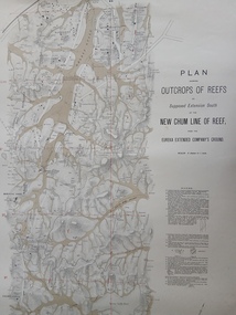 Map (item) - Plan of Outcrops of Reefs, New Chum Line of Reef, Norman Taylor, Geological Surveyor, Mines Department, Melbourne 1886 (in 2 parts, north and south), 1886