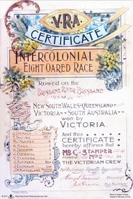 Certificate, Handasyde and Goldsworthy, V.R.A Certificate / Intercolonial Eight-Oared Race, 1900