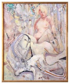 Oil Painting, Nude and Owl, 1985