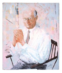 Oil Painting, Portrait of a Man with Hands Folded, 1968
