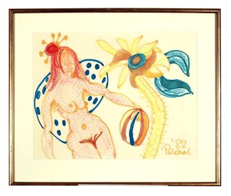 Drawing, Nude with Beach Ball, 1982