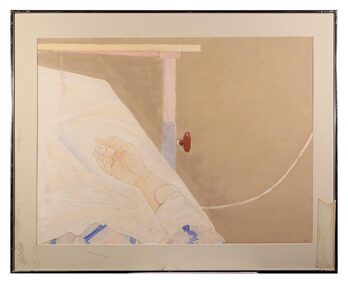 Gouache Painting, Hospital Suite, Hand and Drip, 1977