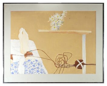 Gouache Painting, Hospital Suite, Foot and Flowers, 1977