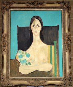 Oil Painting, Adriane with Flowers, 1982