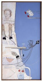 Oil Gouache Painting, Hospital Suite, Self Portrait with Thermometer - Something Happened, 1977