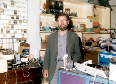 Photo, Henry Jamieson in his shop at 149 Union Road, Surrey Hills